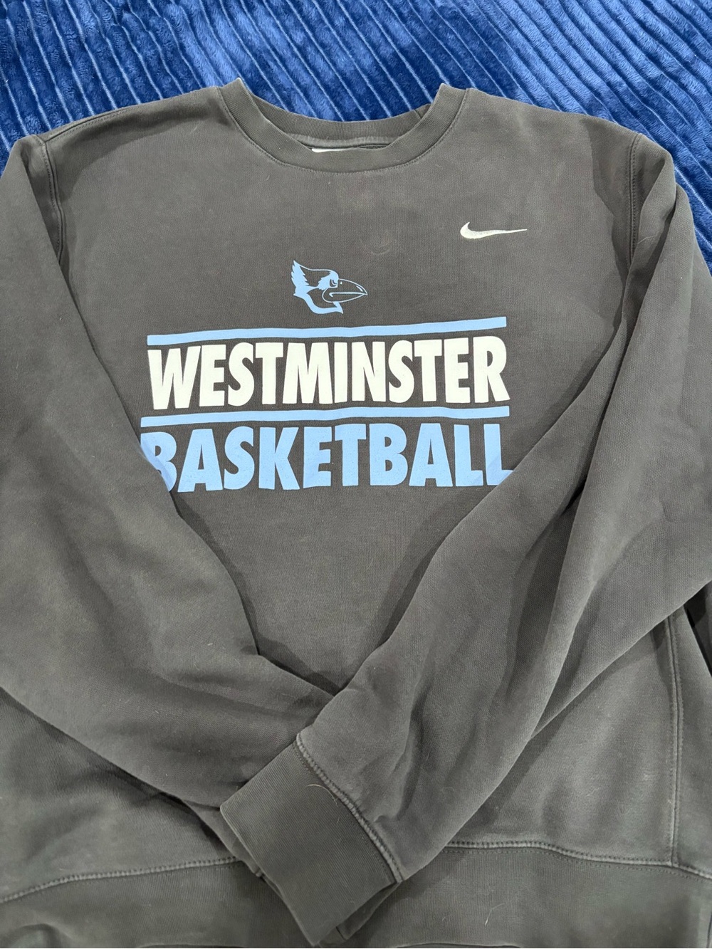 Nike Black Crewneck with Light Blue and White Westminster Basketball Logo